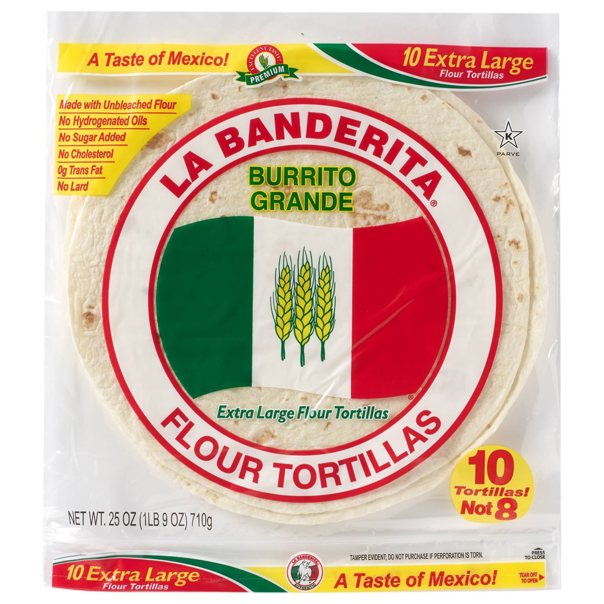 slide 1 of 2, La Banderita Extra Large Burrito Flour Tortillas, 10 ct