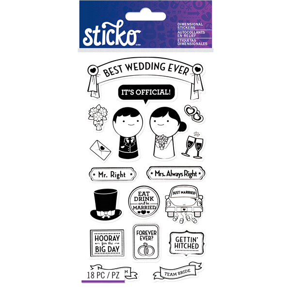 slide 1 of 1, Sticko Stickers Best Wedding Ever, 18 ct