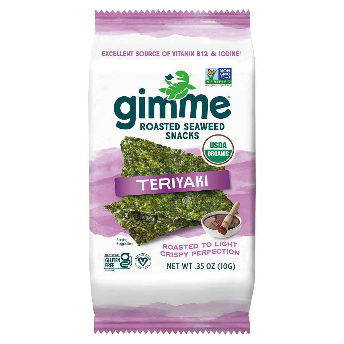 slide 1 of 1, gimme Seaweed Organic Premium Roasted Seaweed Snack, Teriyaki, .35oz, 0.35 oz