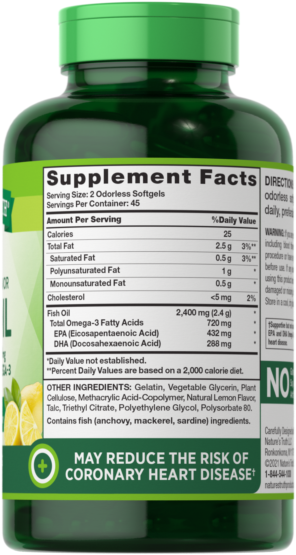 slide 3 of 4, Nature's Truth Odorless Fish Oil 2,400 mg, 90 ct