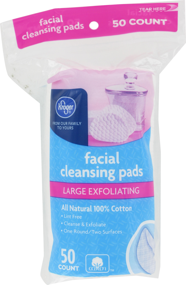 slide 1 of 1, Kroger Large Exfoliating Facial Cleansing Pads, 50 ct