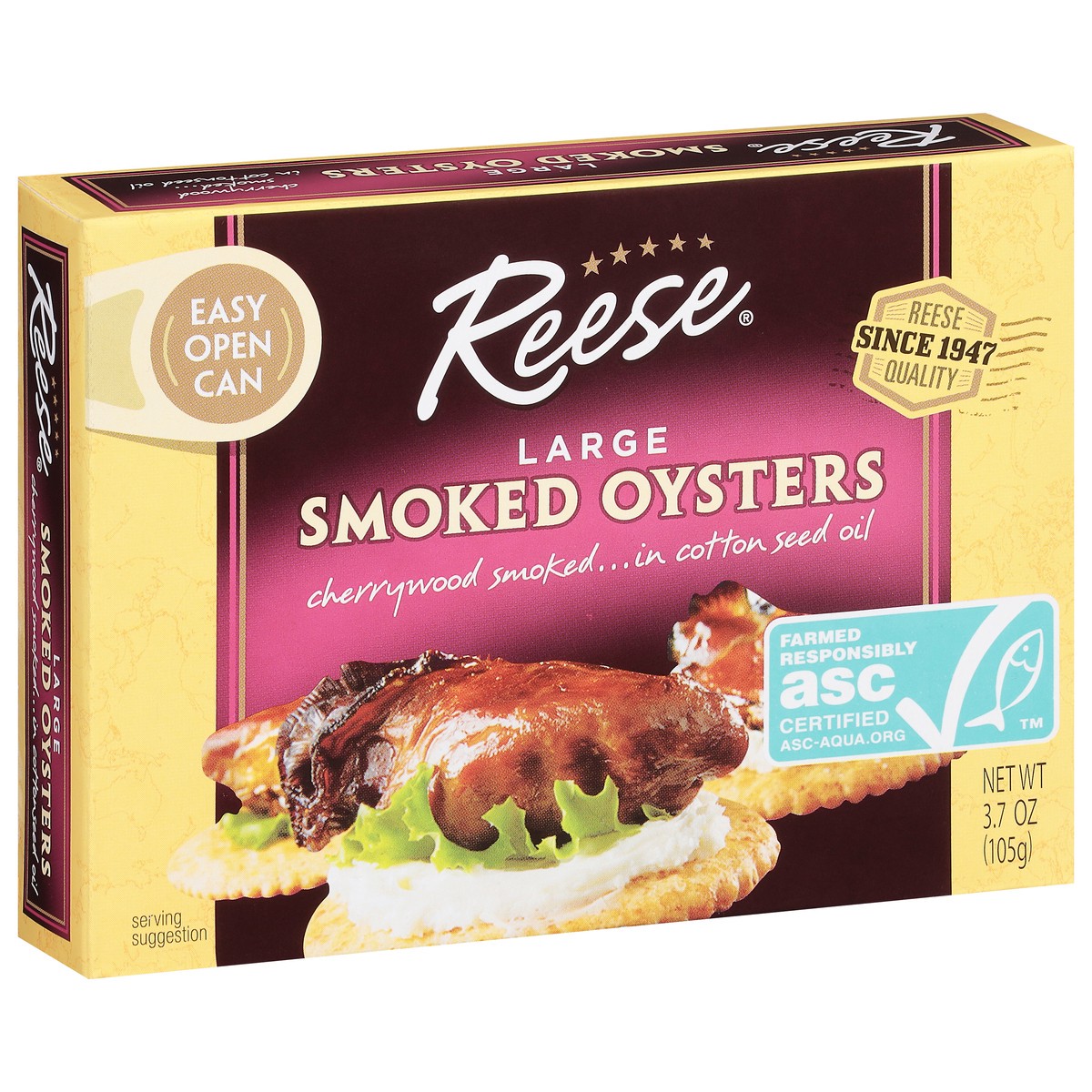 slide 4 of 9, Reese Smoked Oysters Large 3.7 oz, 3.7 oz