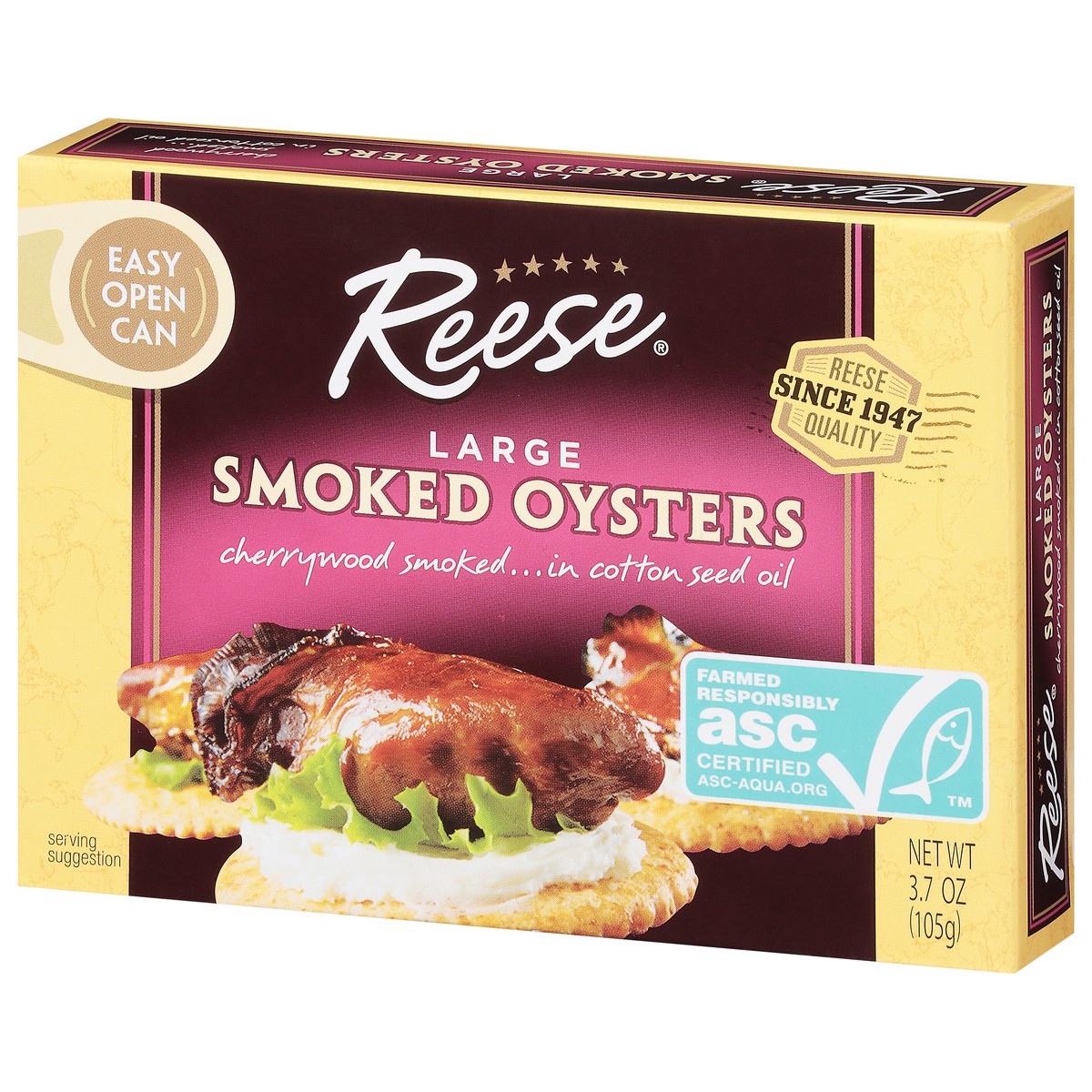 slide 6 of 9, Reese Smoked Oysters Large 3.7 oz, 3.7 oz