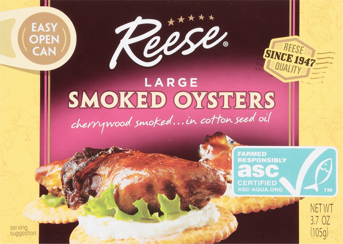 slide 5 of 9, Reese Smoked Oysters Large 3.7 oz, 3.7 oz