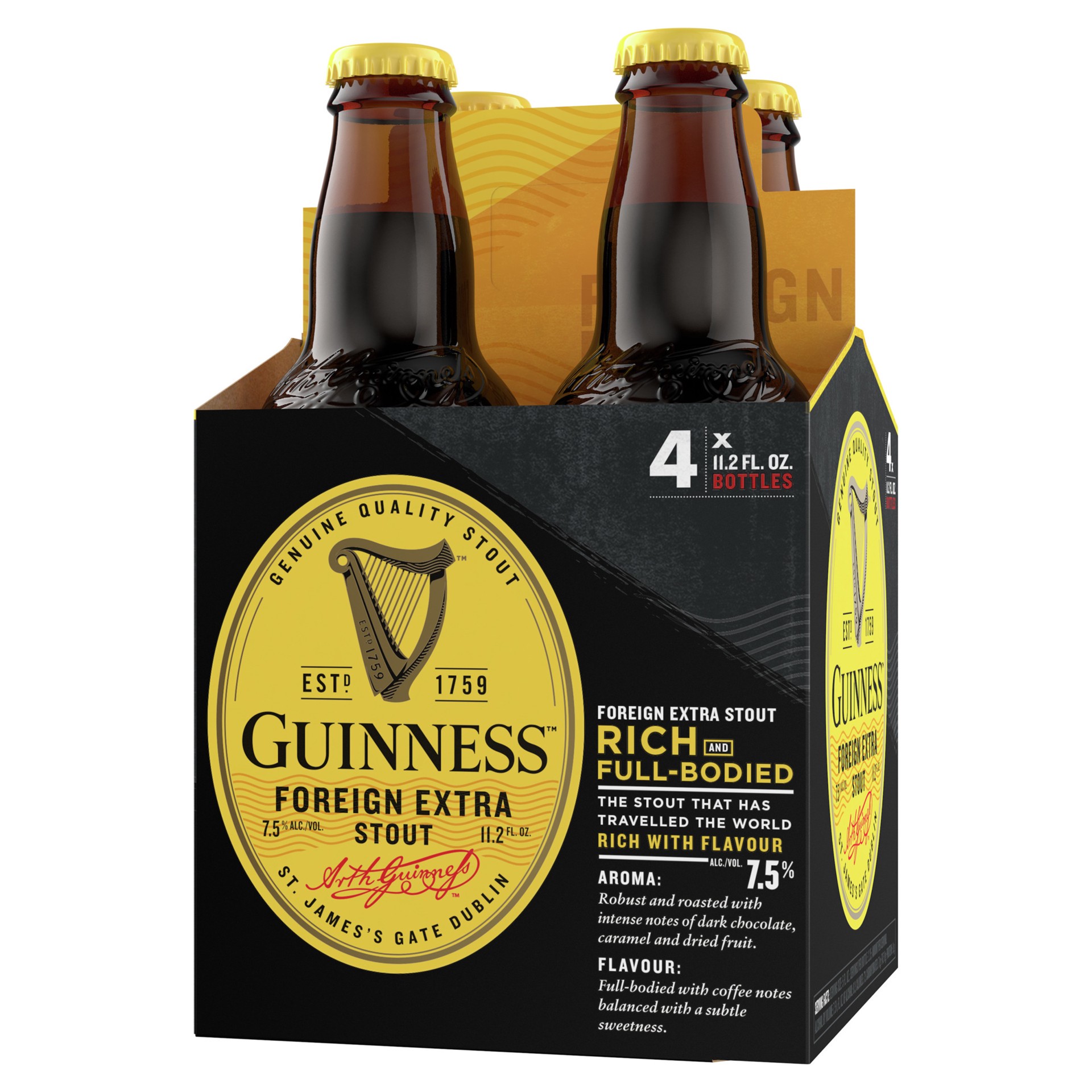 slide 4 of 10, Guinness Foreign Extra Stout Beer, 11.2oz Bottles, 4pk, 11.2 fl oz