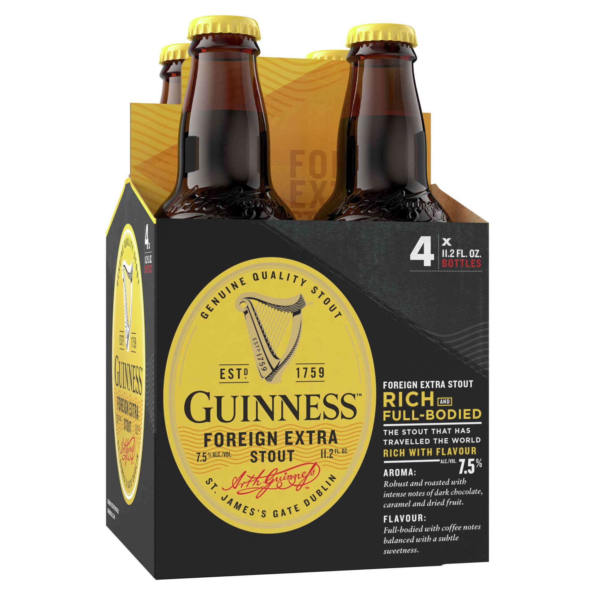 slide 2 of 10, Guinness Foreign Extra Stout Beer, 11.2oz Bottles, 4pk, 11.2 fl oz