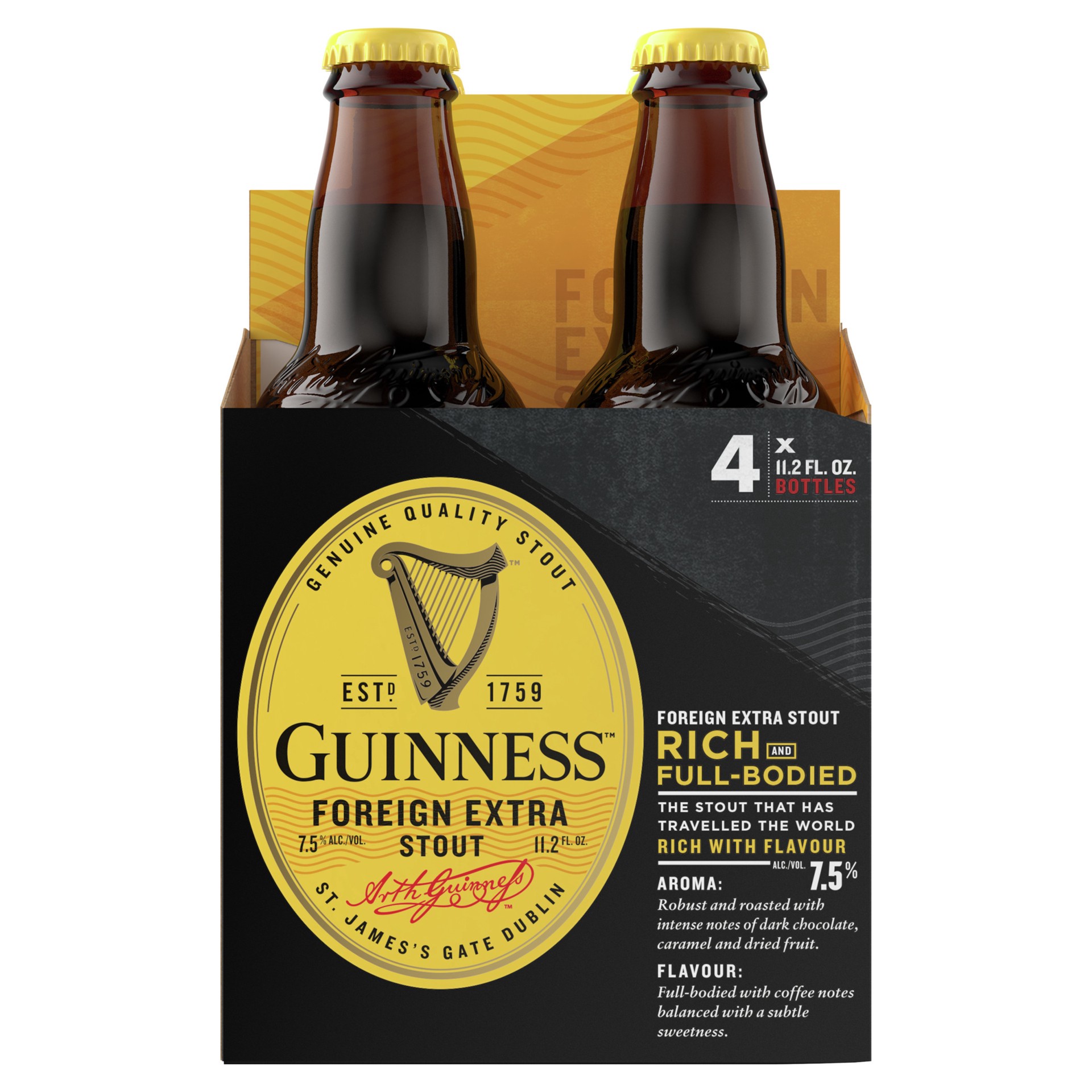 slide 1 of 10, Guinness Foreign Extra Stout Beer, 11.2oz Bottles, 4pk, 11.2 fl oz