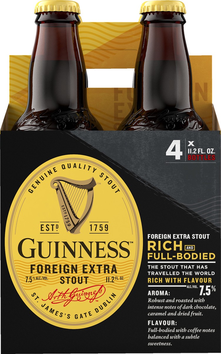 slide 1 of 10, Guinness Foreign Extra Stout Beer 4 ea, 4 ct; 1.2 fl. oz.