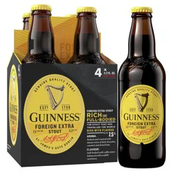 Guinness Foreign Extra Stout Beer, 4 pack Bottles, 11.2 fl oz