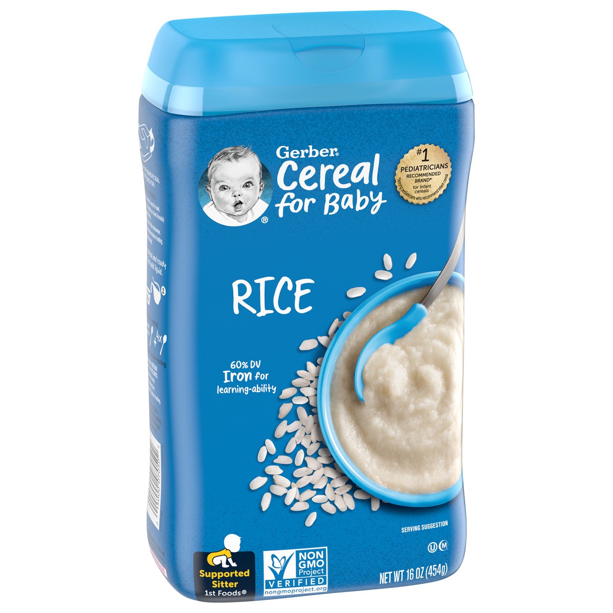 slide 5 of 9, Gerber 1st Foods Cereal for Baby Baby Cereal, Rice, 16 oz Canister, 16 oz