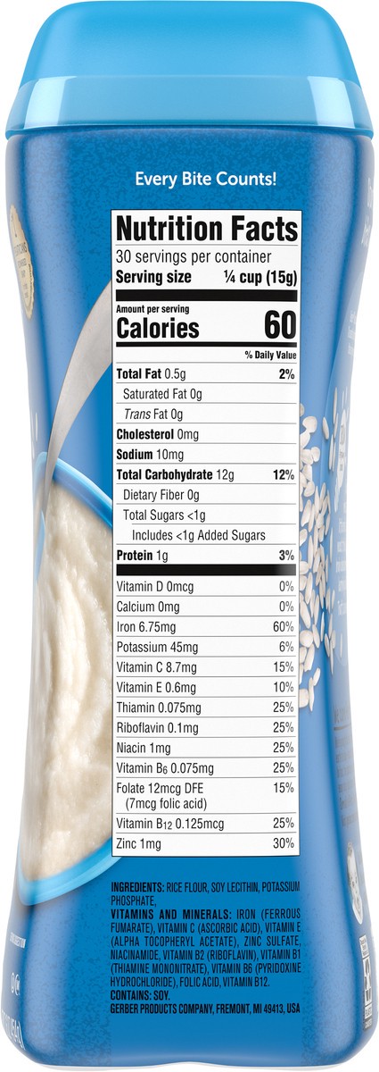 slide 3 of 9, Gerber 1st Foods Cereal for Baby Baby Cereal, Rice, 16 oz Canister, 16 oz