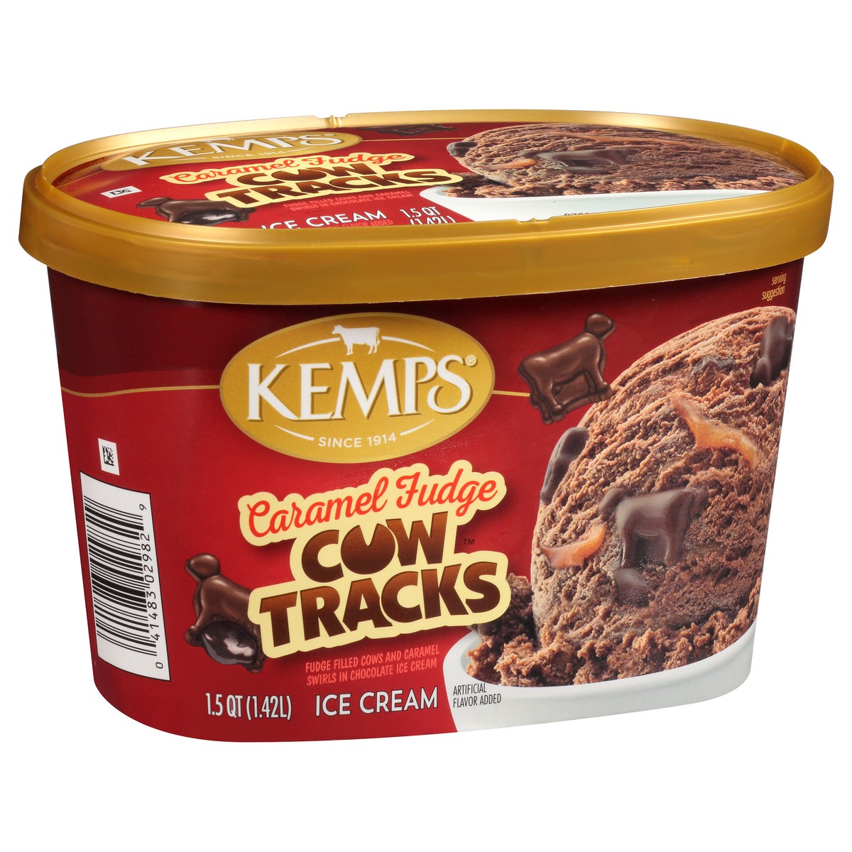 slide 2 of 9, Kemps Caramel Fudge Ice Cream Cow Tracks, 1.5 qt