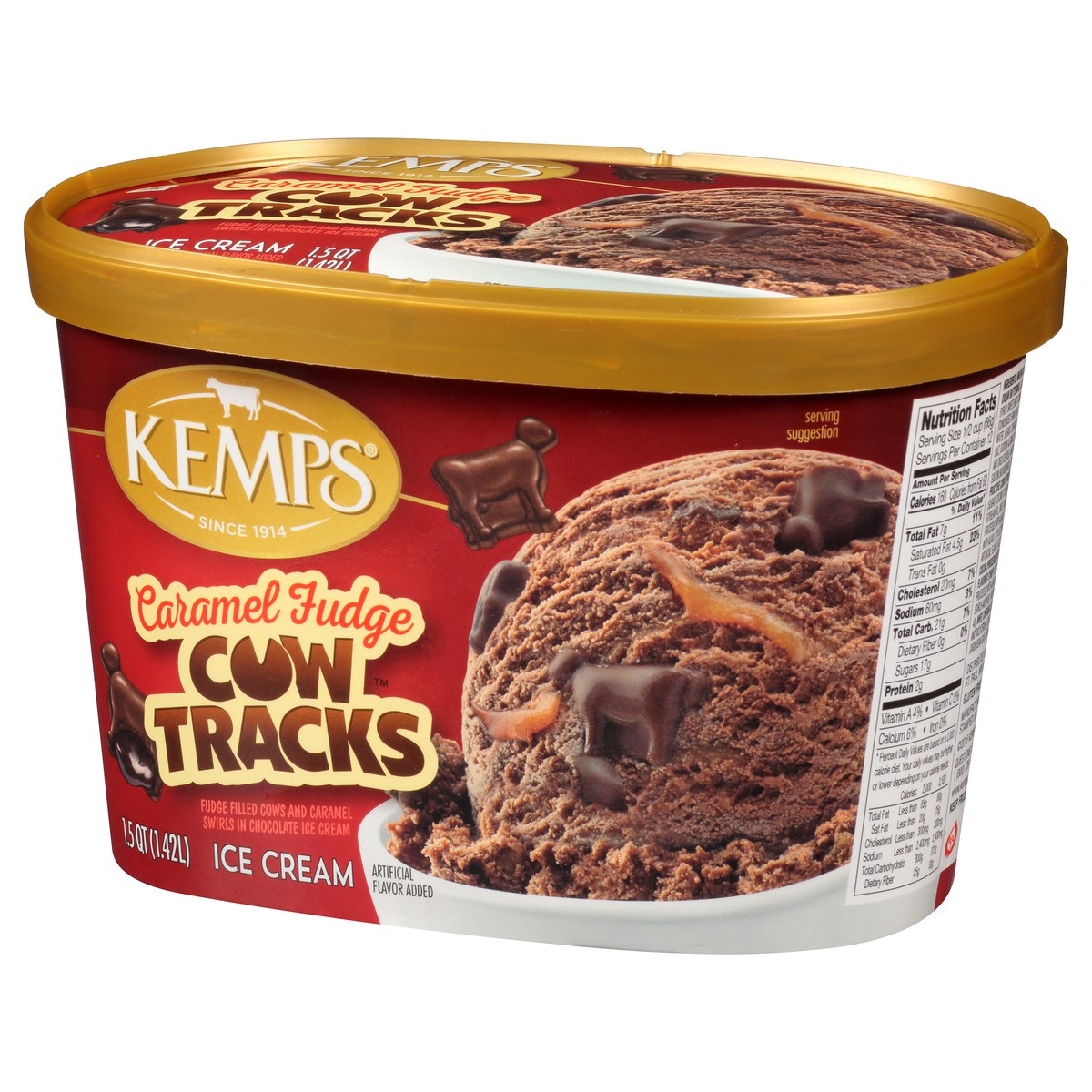 slide 3 of 9, Kemps Caramel Fudge Ice Cream Cow Tracks, 1.5 qt