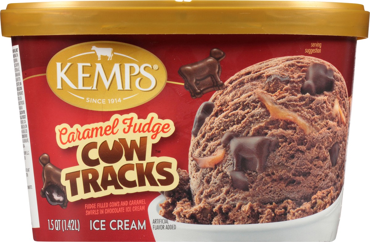 slide 5 of 9, Kemps Caramel Fudge Ice Cream Cow Tracks, 1.5 qt