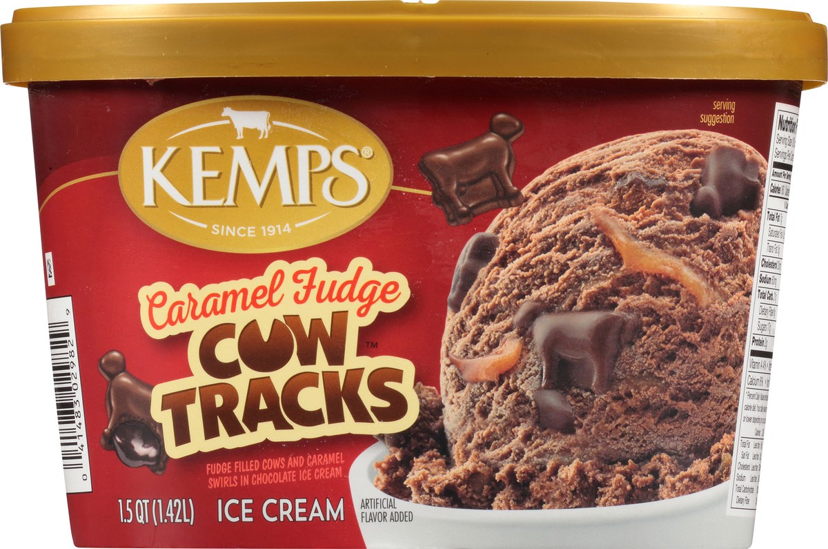 slide 6 of 9, Kemps Caramel Fudge Ice Cream Cow Tracks, 1.5 qt