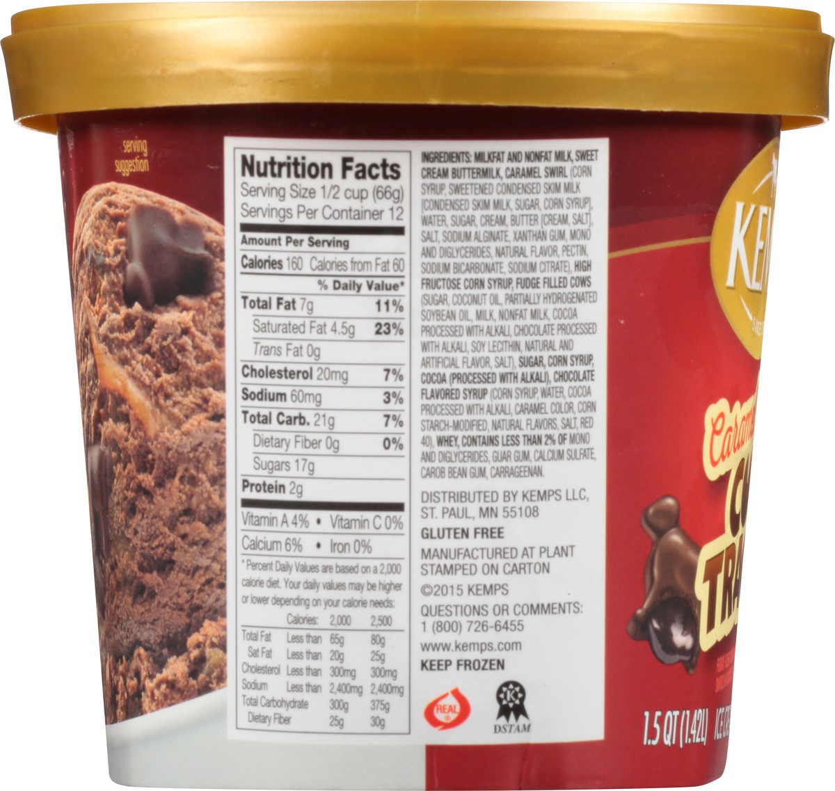 slide 8 of 9, Kemps Caramel Fudge Ice Cream Cow Tracks, 1.5 qt