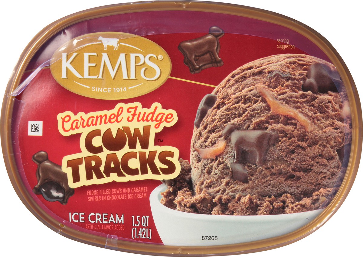 slide 9 of 9, Kemps Caramel Fudge Ice Cream Cow Tracks, 1.5 qt