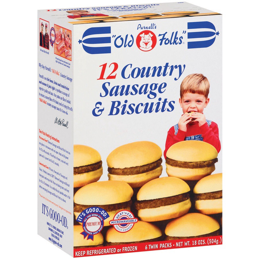 slide 2 of 8, Purnell's "Old Folks" Old Folks Saus & Biscuits, 18 oz