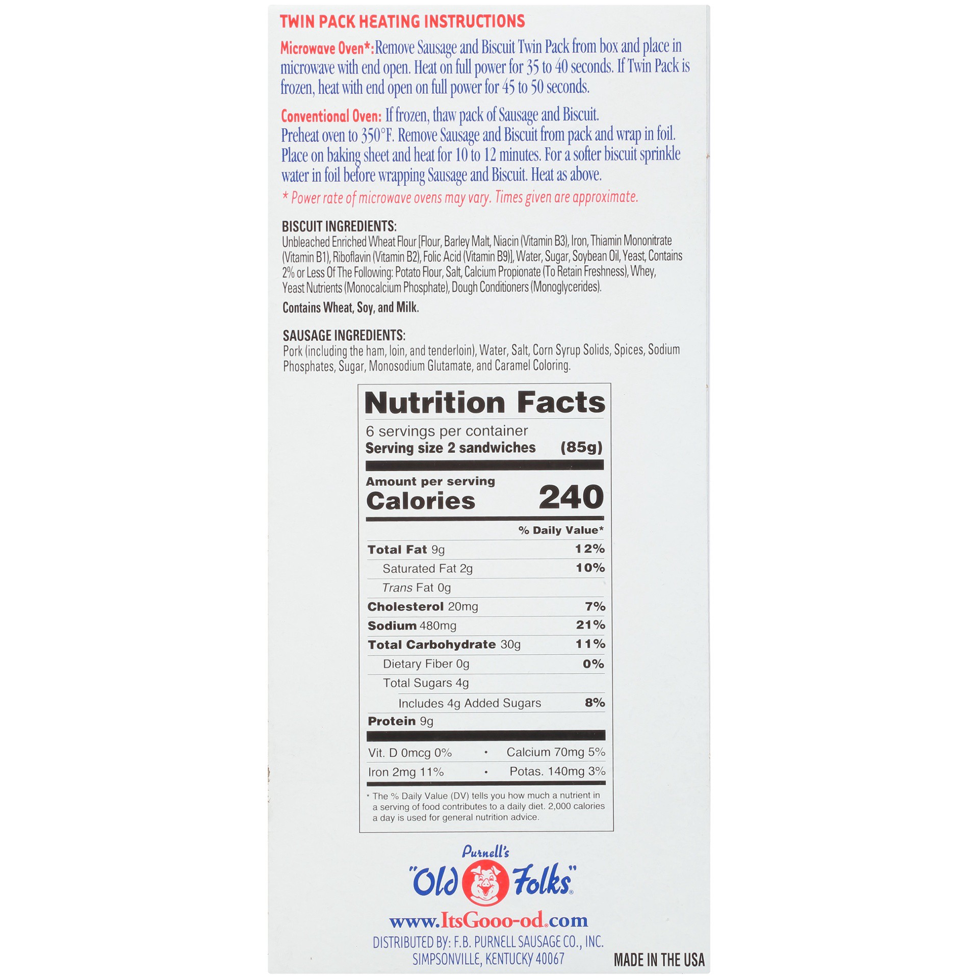 slide 8 of 8, Purnell's "Old Folks" Old Folks Saus & Biscuits, 18 oz