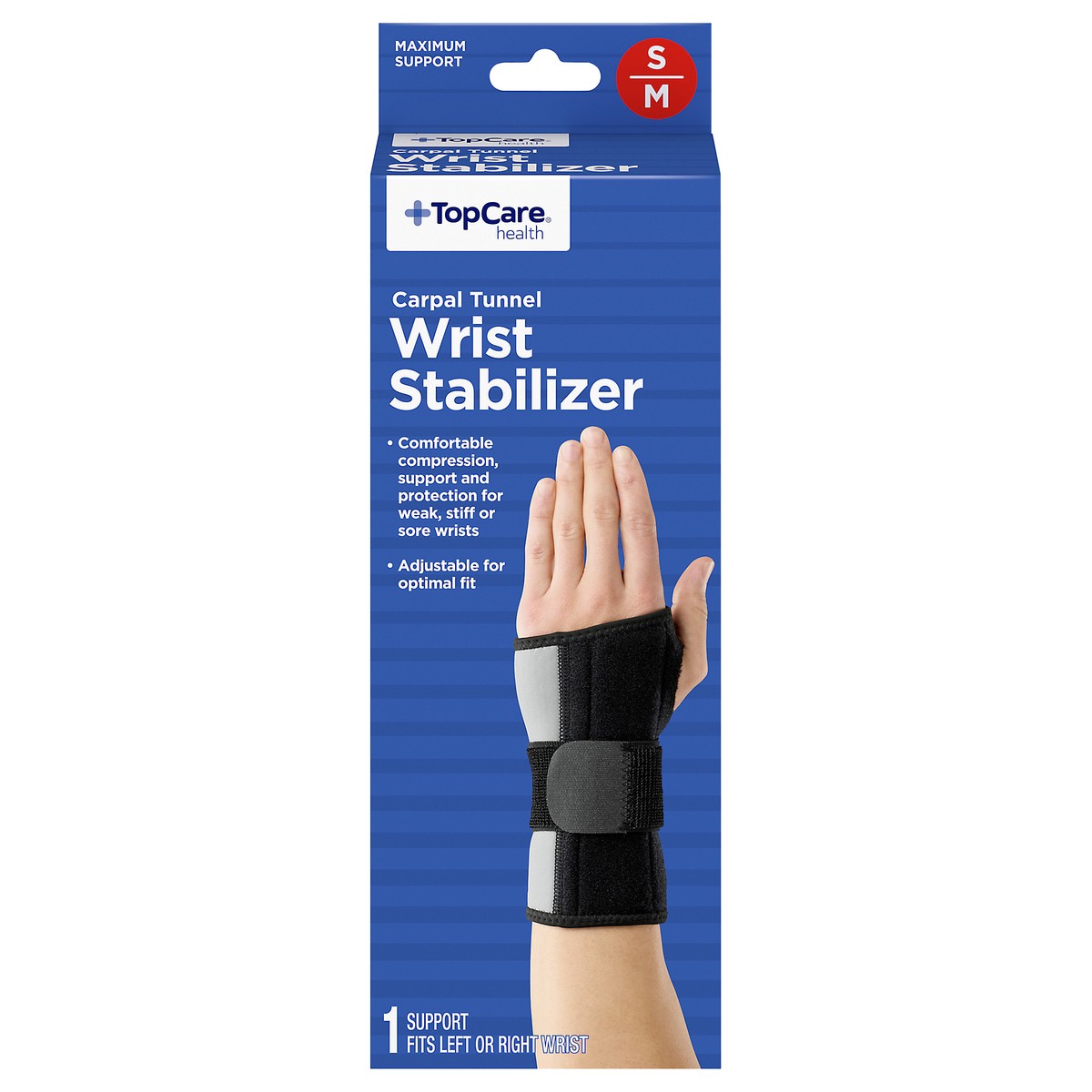 slide 1 of 12, TopCare Maximum Support Carpal Tunnel Wrist Stabilizer, Small/Medium, Sm-Med