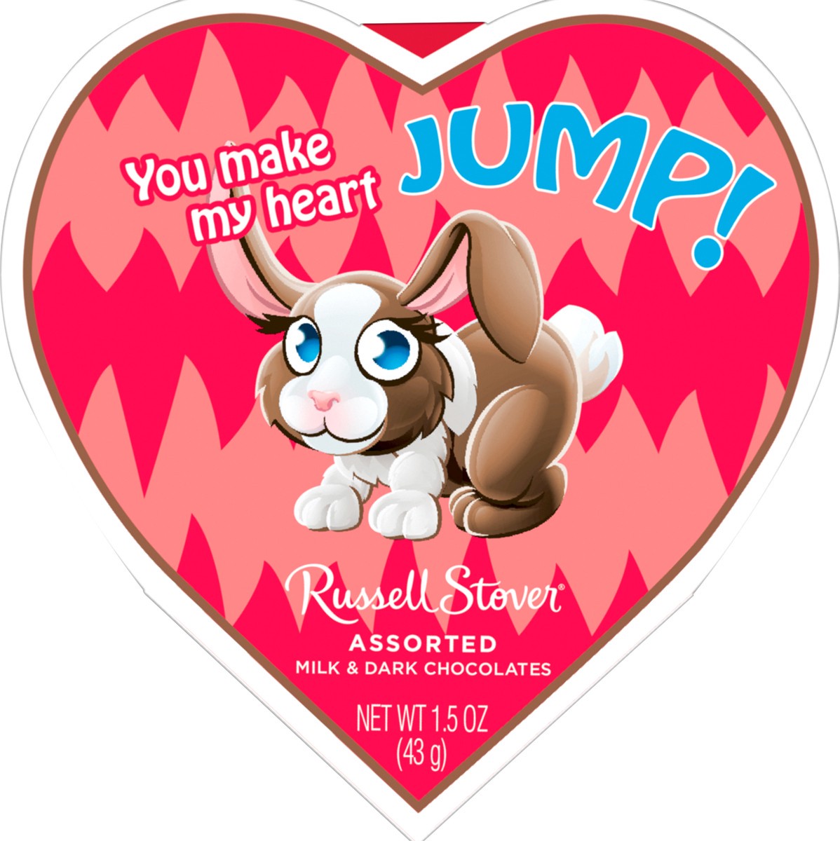 slide 7 of 12, RUSSELL STOVER Valentine's Day Pals Heart Assorted Milk & Dark Chocolate Gift Box, 1.5 oz. (3 pieces), 3 ct