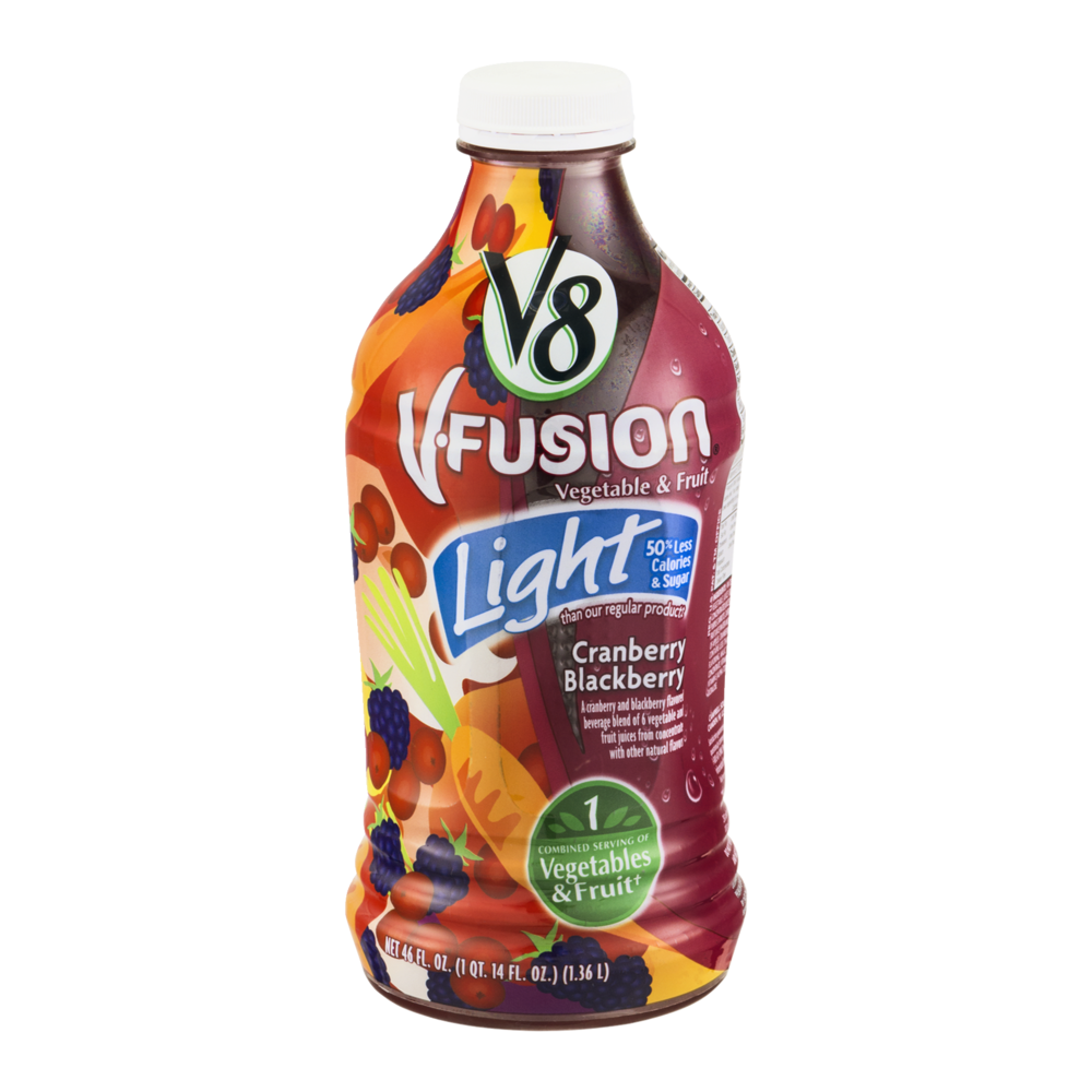 slide 1 of 4, V8 V-Fusion Light Vegetable & Fruit Beverage Cranberry Blackberry, 1 ct