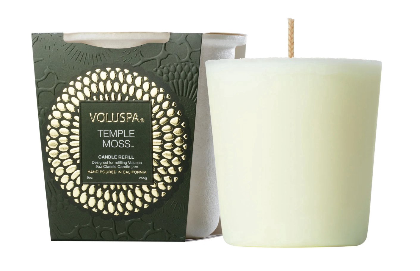 slide 1 of 1, Voluspa Temple Moss Candle Refill, 9 oz