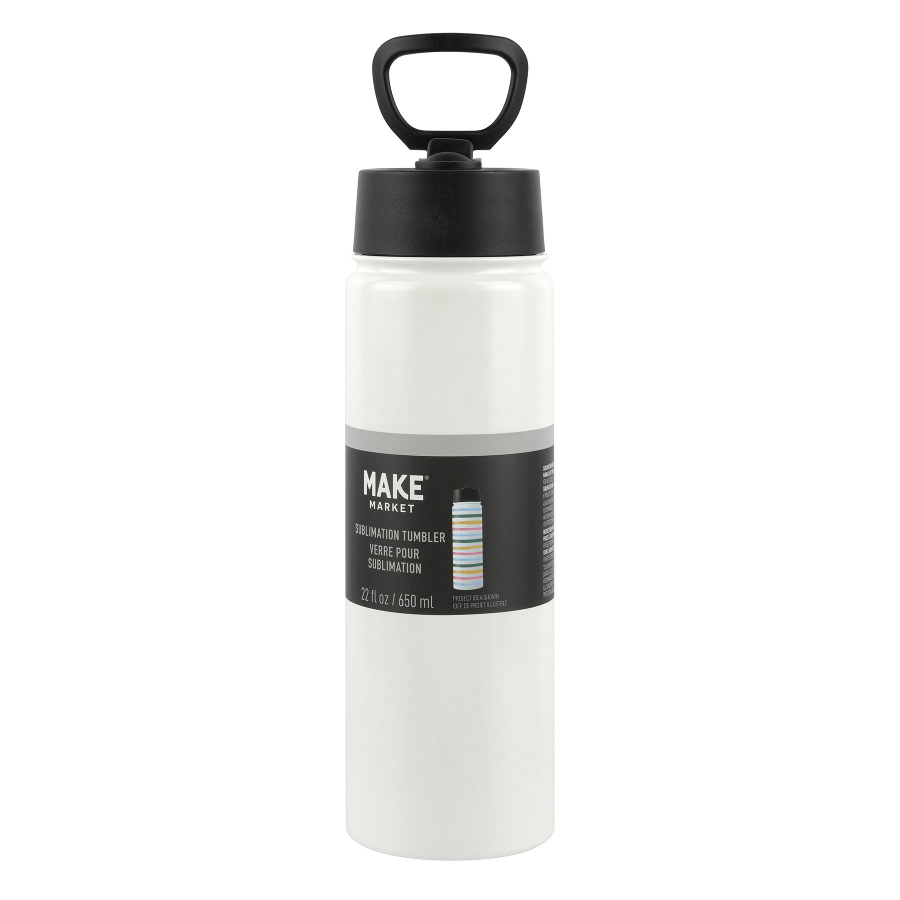slide 2 of 2, 22oz. White Stainless Steel Sublimation Water Bottle By Make Market, 22 oz
