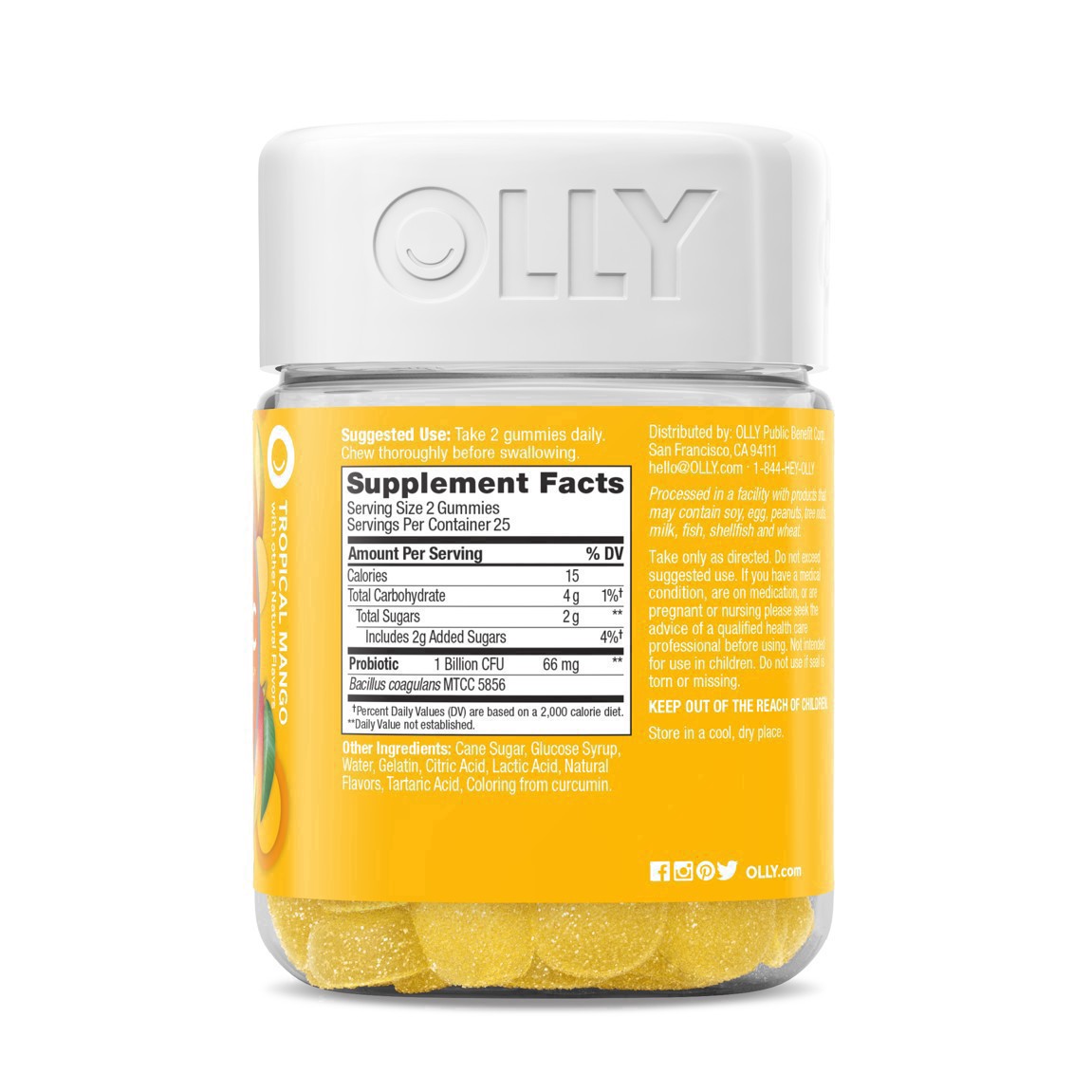 slide 29 of 102, Olly Probiotic Chewable Gummies for Immune and Digestive Support - Tropical Mango - 50ct, 50 ct