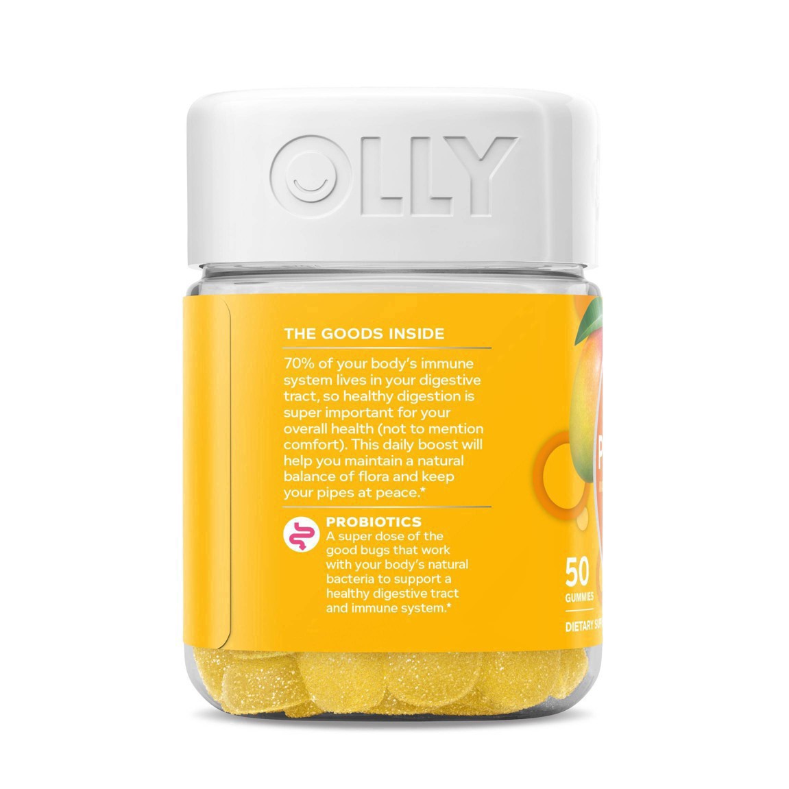 slide 34 of 102, Olly Probiotic Chewable Gummies for Immune and Digestive Support - Tropical Mango - 50ct, 50 ct