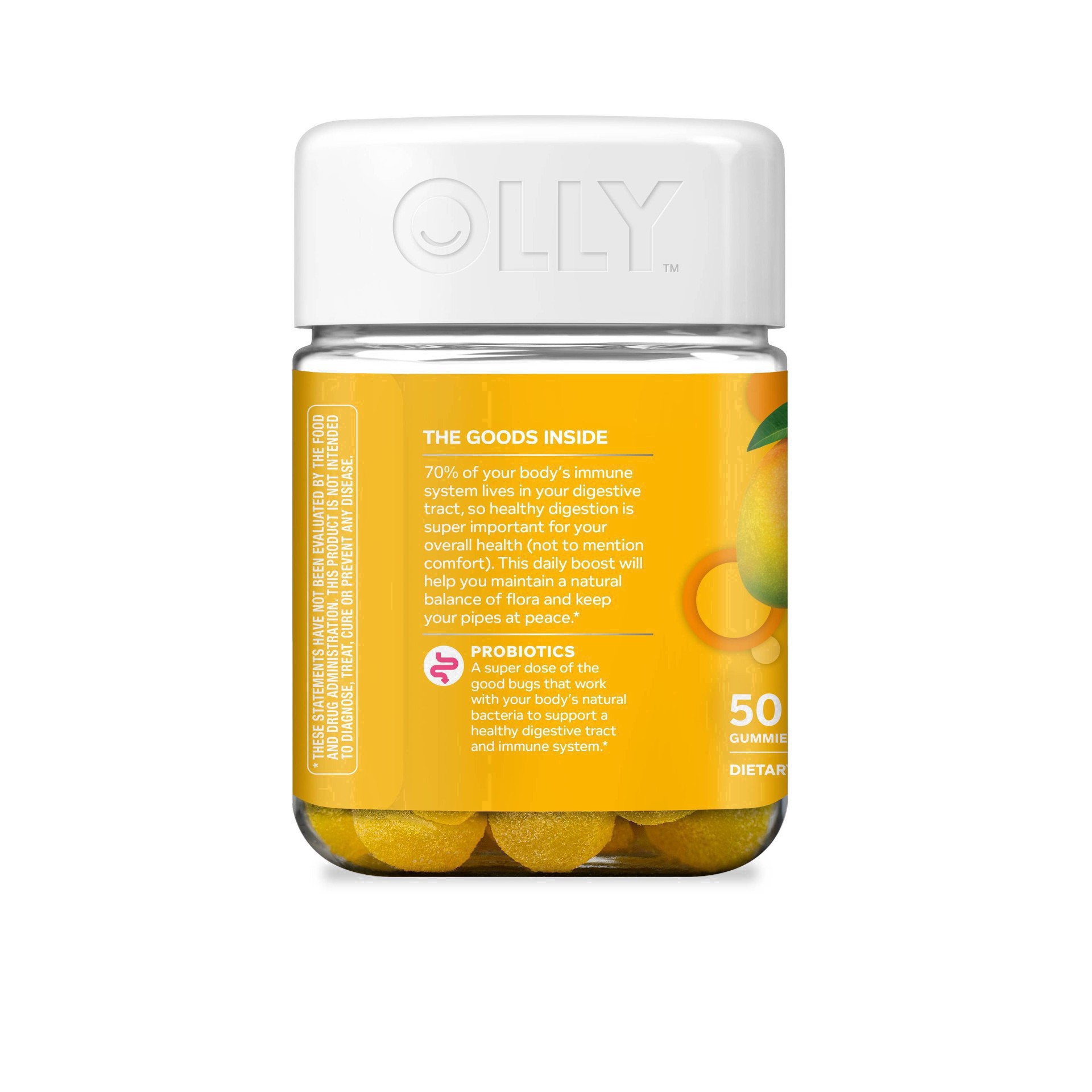 slide 35 of 102, Olly Probiotic Chewable Gummies for Immune and Digestive Support - Tropical Mango - 50ct, 50 ct