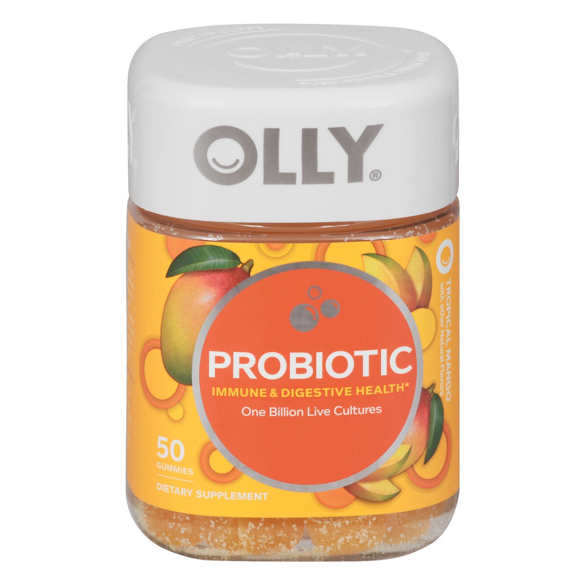 slide 1 of 102, Olly Probiotic Chewable Gummies for Immune and Digestive Support - Tropical Mango - 50ct, 50 ct