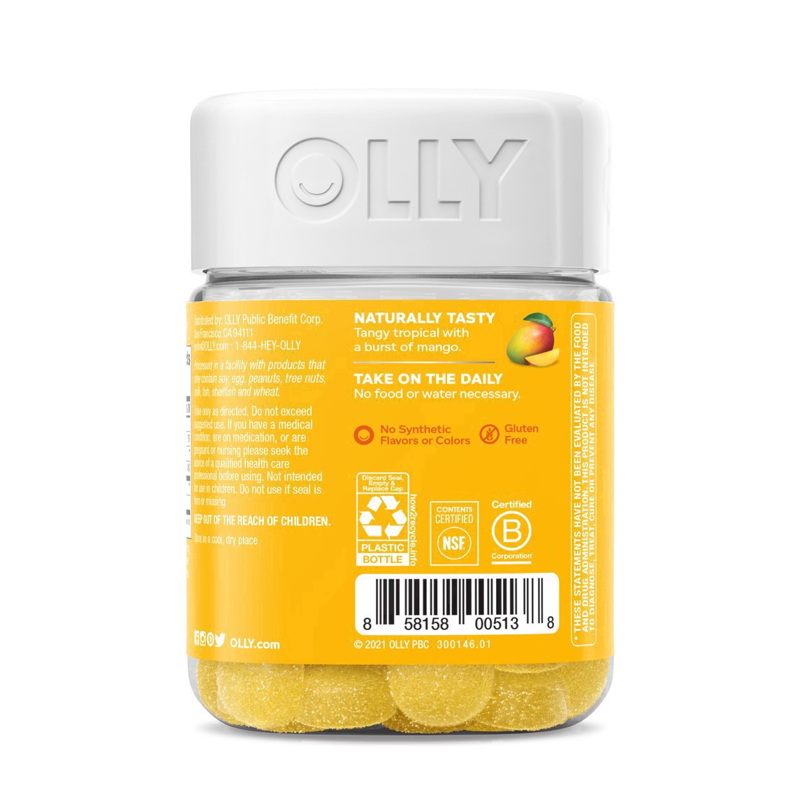 slide 93 of 102, Olly Probiotic Chewable Gummies for Immune and Digestive Support - Tropical Mango - 50ct, 50 ct