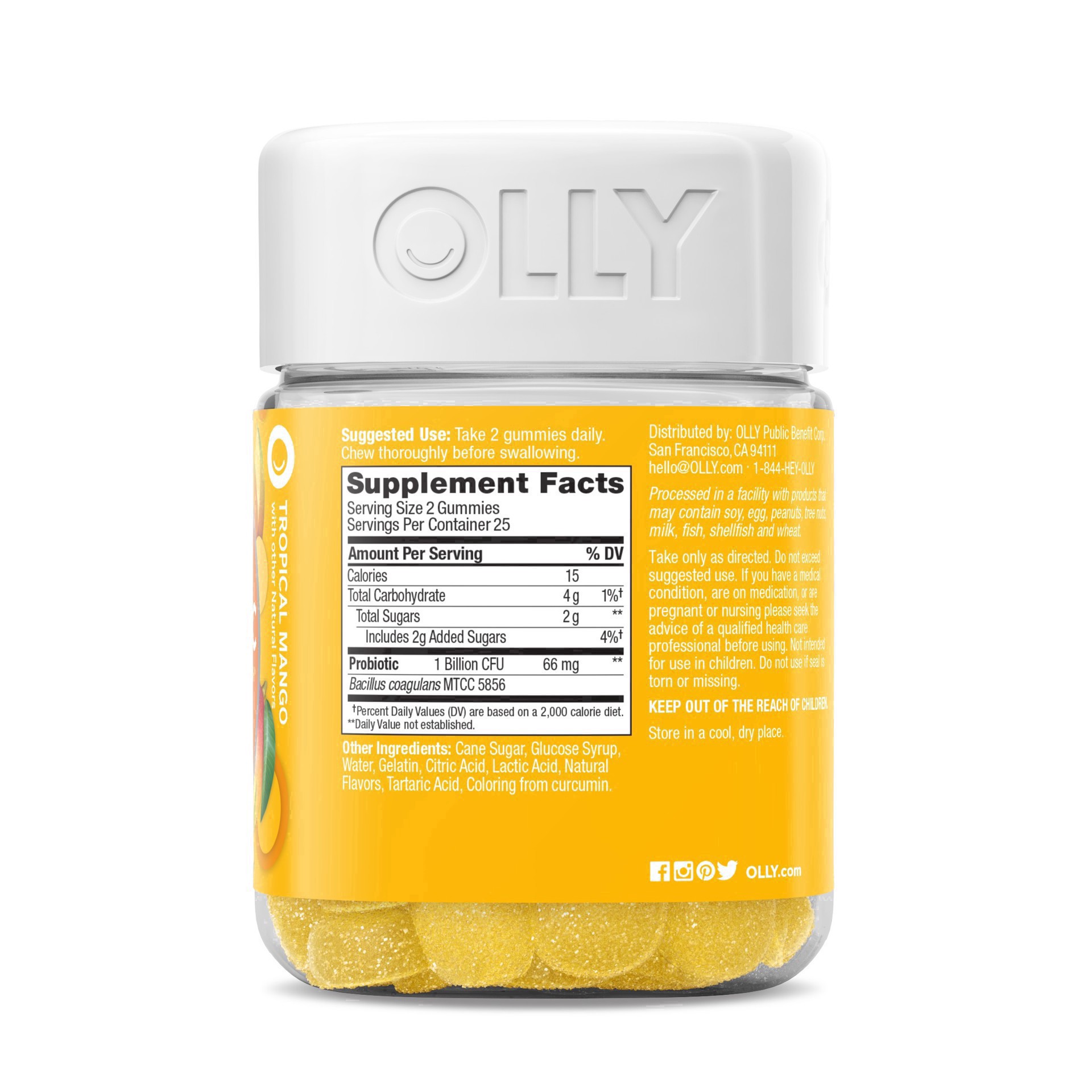 slide 66 of 102, Olly Probiotic Chewable Gummies for Immune and Digestive Support - Tropical Mango - 50ct, 50 ct
