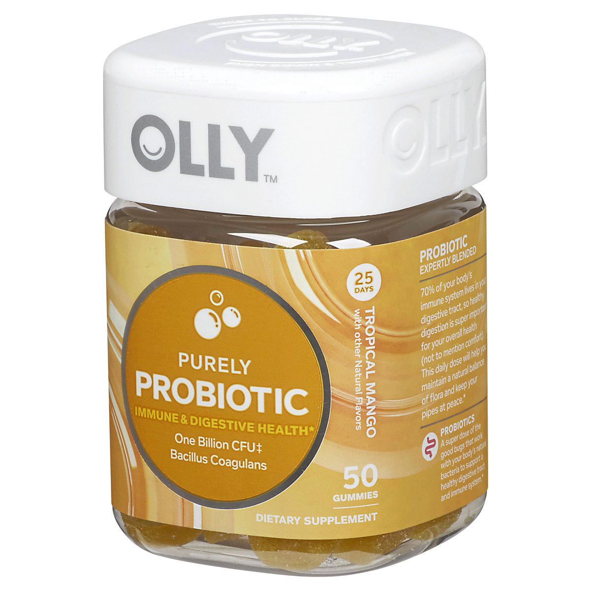 slide 51 of 102, Olly Probiotic Chewable Gummies for Immune and Digestive Support - Tropical Mango - 50ct, 50 ct