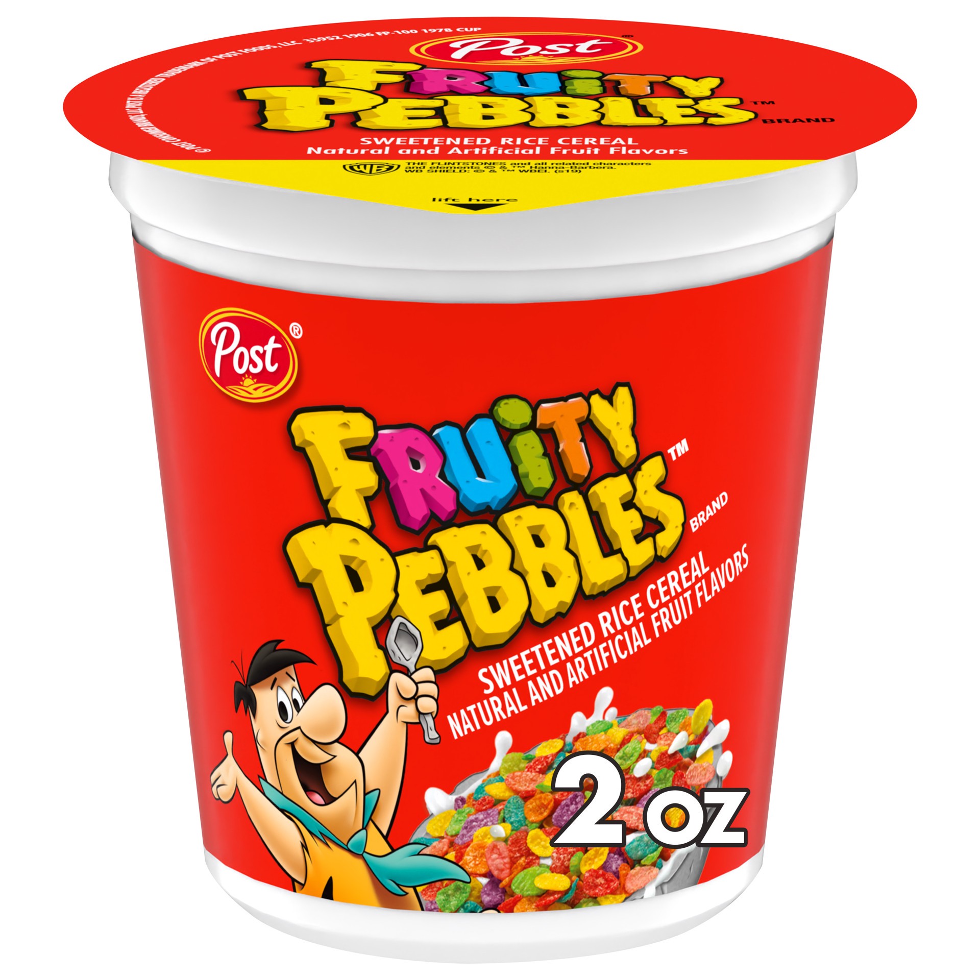 slide 1 of 5, Post Fruity PEBBLES Cereal, 2 OZ Cereal Cup, 2 oz