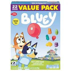 Betty Crocker Bluey Fruit Flavored Snacks, Treat Pouches, Gluten Free Snack, Value Pack, 22 Ct, 17.6 oz