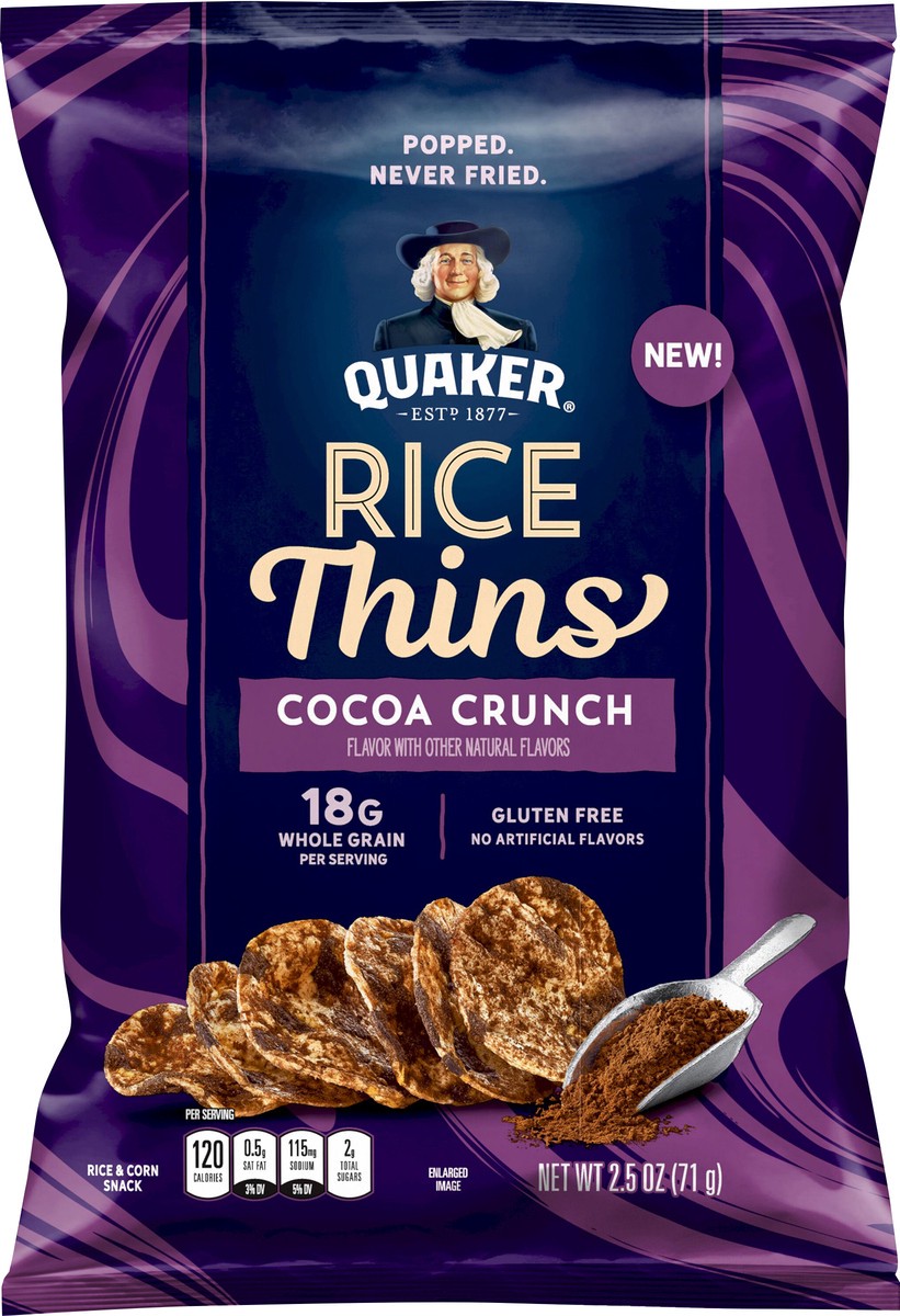 slide 3 of 3, Quaker Rice Thins Rice & Corn Snack Cocoa Crunch 2.5 Oz, 2.5 oz