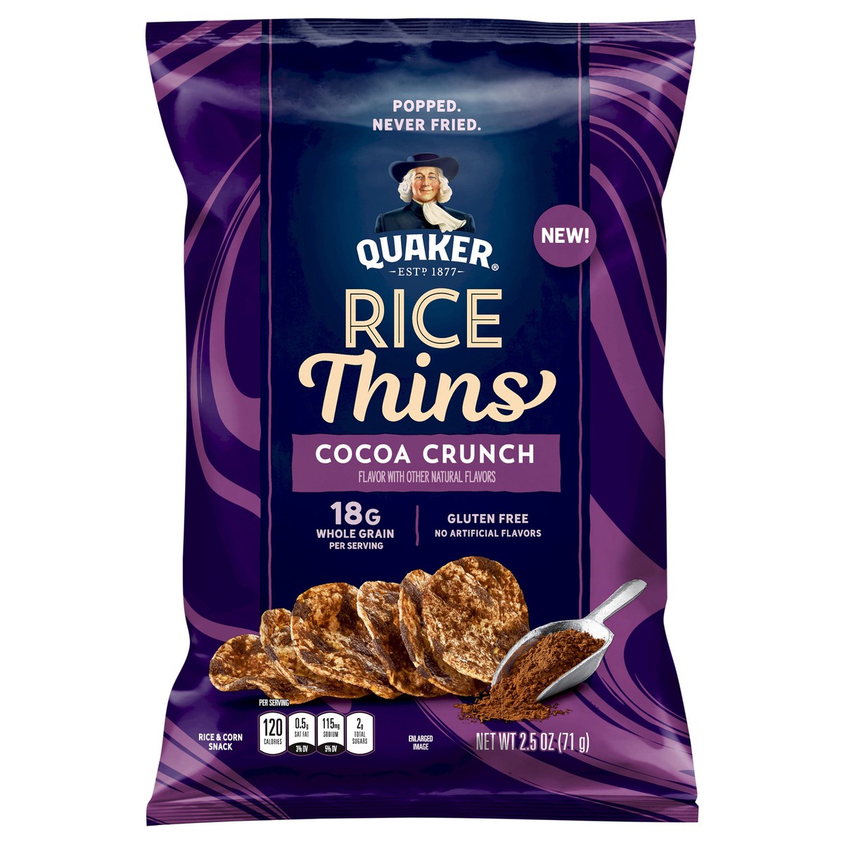 slide 1 of 3, Quaker Rice Thins Rice & Corn Snack Cocoa Crunch 2.5 Oz, 2.5 oz