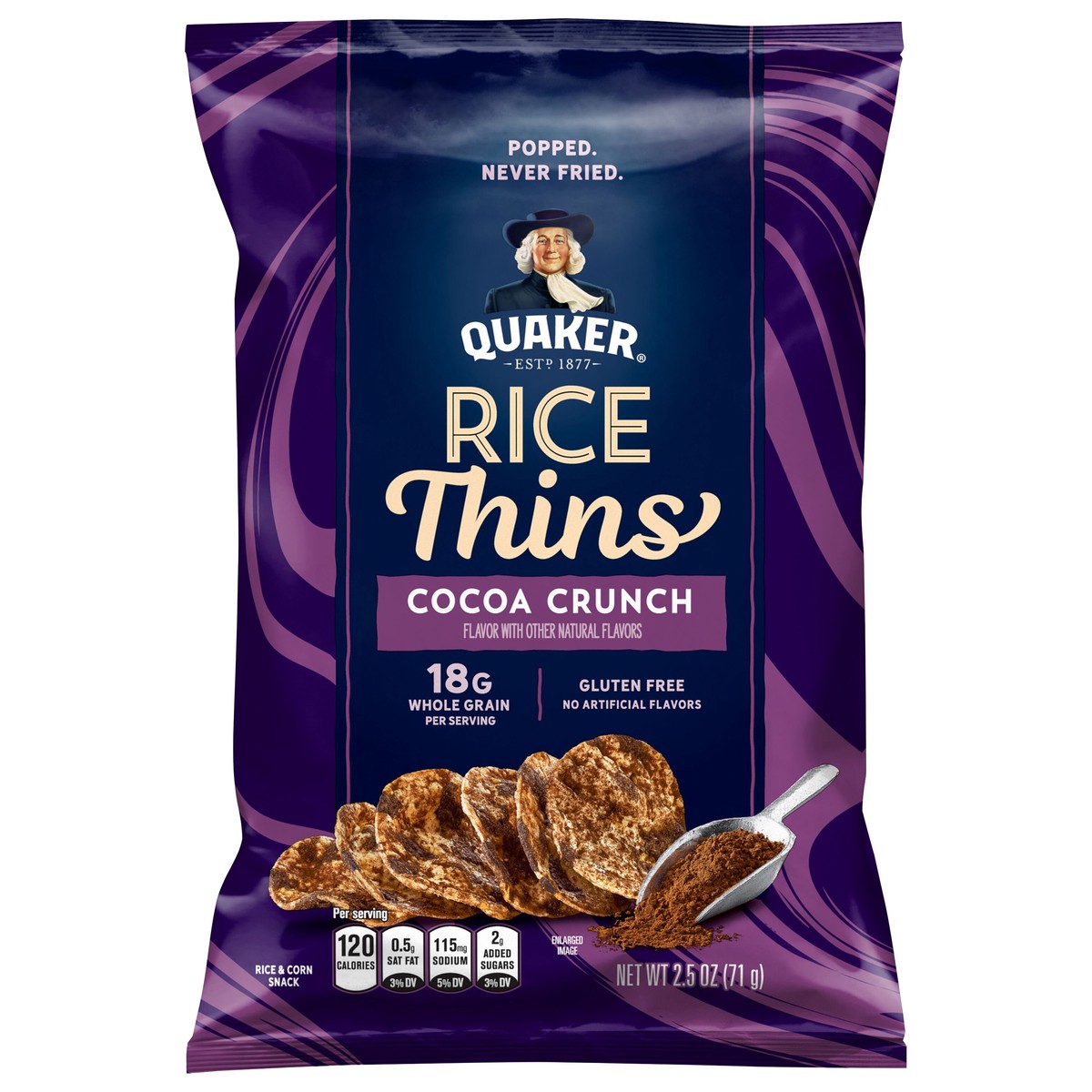slide 1 of 3, Quaker Rice Thins Rice & Corn Snack Cocoa Crunch 2.5 Oz, 2.5 oz