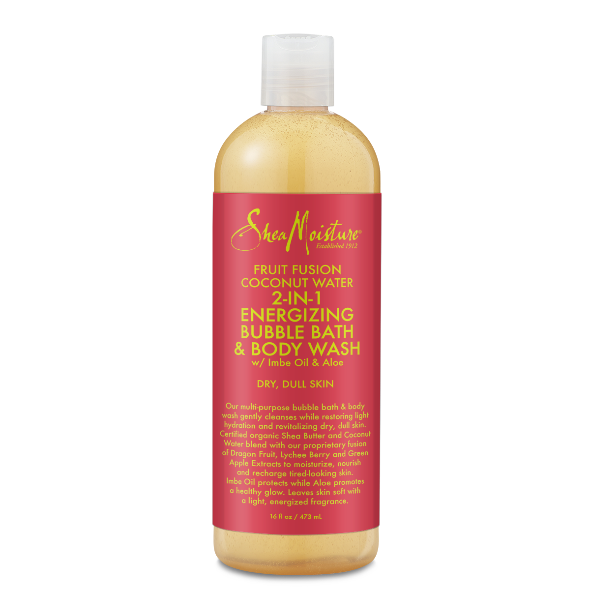 slide 1 of 1, SheaMoisture Fruit Fusion Coconut Water Energizing Bubble Bath & Body Wash, 16 fl oz