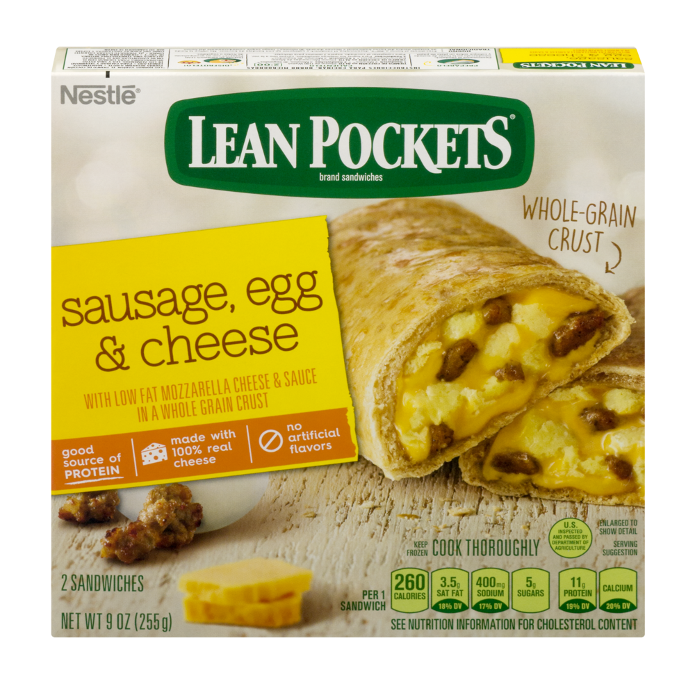 slide 1 of 4, Lean Pockets Sausage, Egg & Cheese Sandwiches, 9 oz