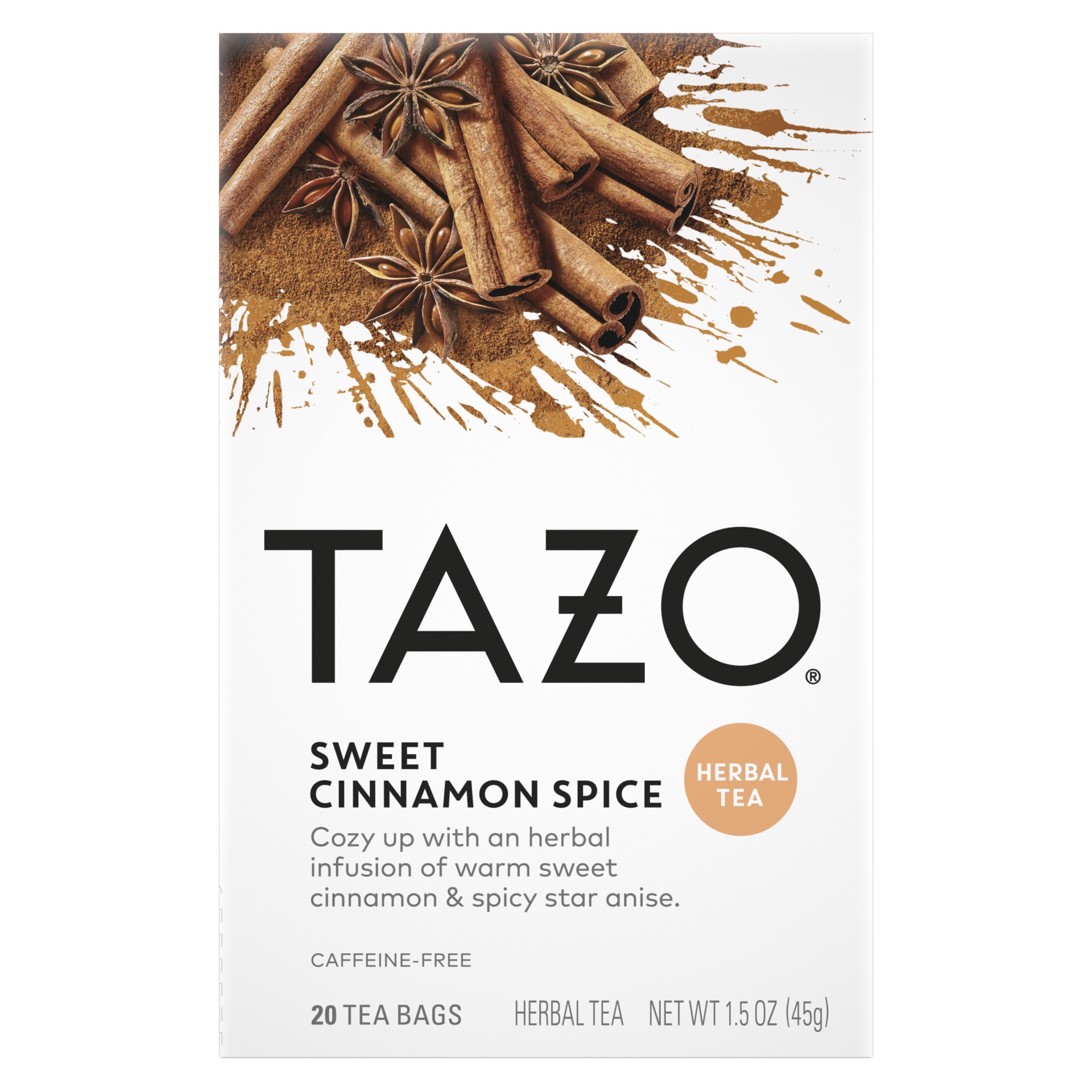 slide 1 of 4, TAZO Herbal Tea Tea Bags Sweet Cinnamon Spice Flavored Tea, 20 Tea Bags, 20 ct