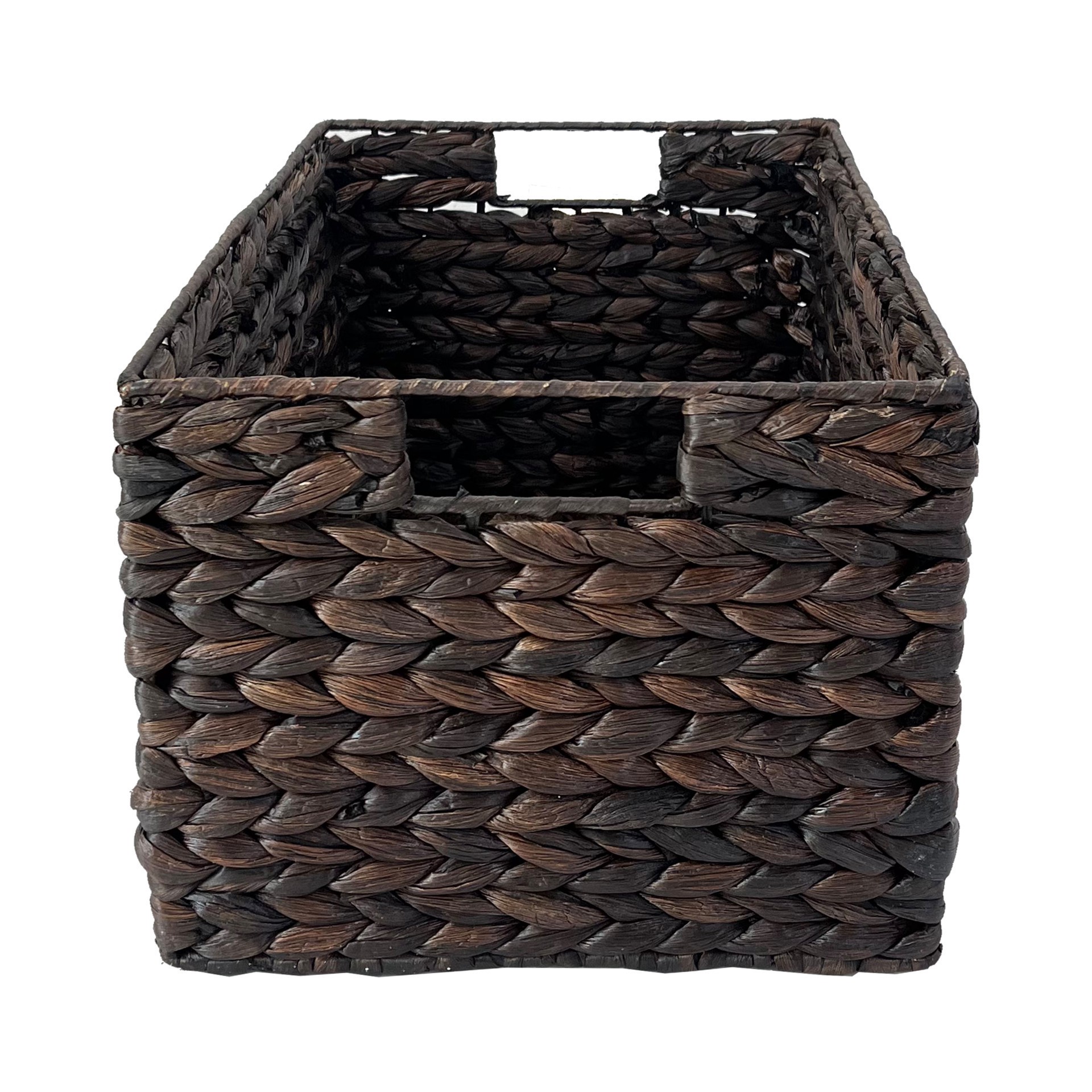 slide 3 of 3, Large Espresso Rectangle Woven Basket By Ashland, 17 in x 12 in x 9.5 in