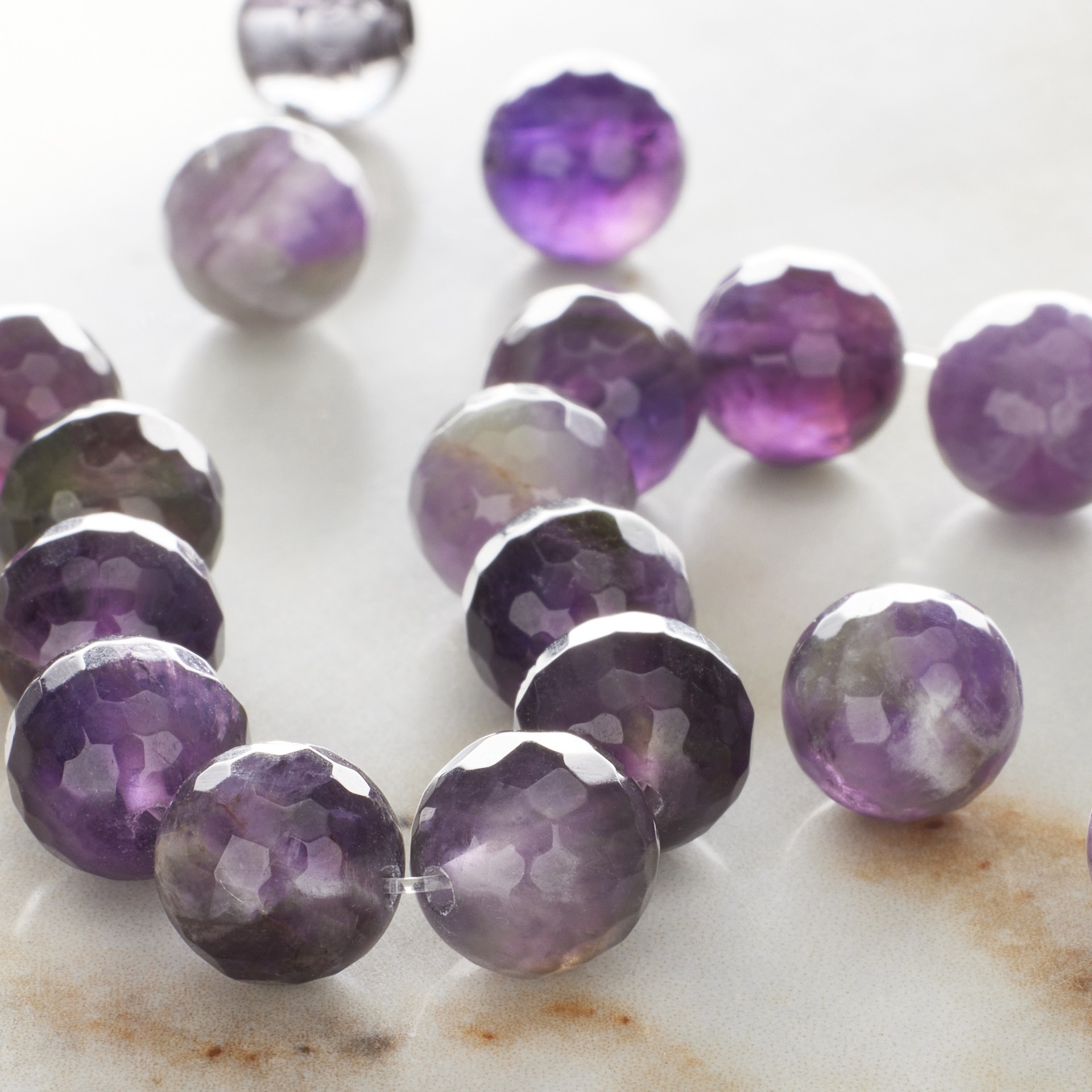 slide 2 of 3, Faceted Amethyst Round Beads, 8mm By Bead Landing, 8mm