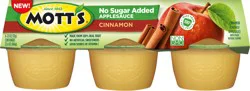 Mott's No Sugar Added Cinnamon Applesauce, 6 Pack 3.9 oz Cups