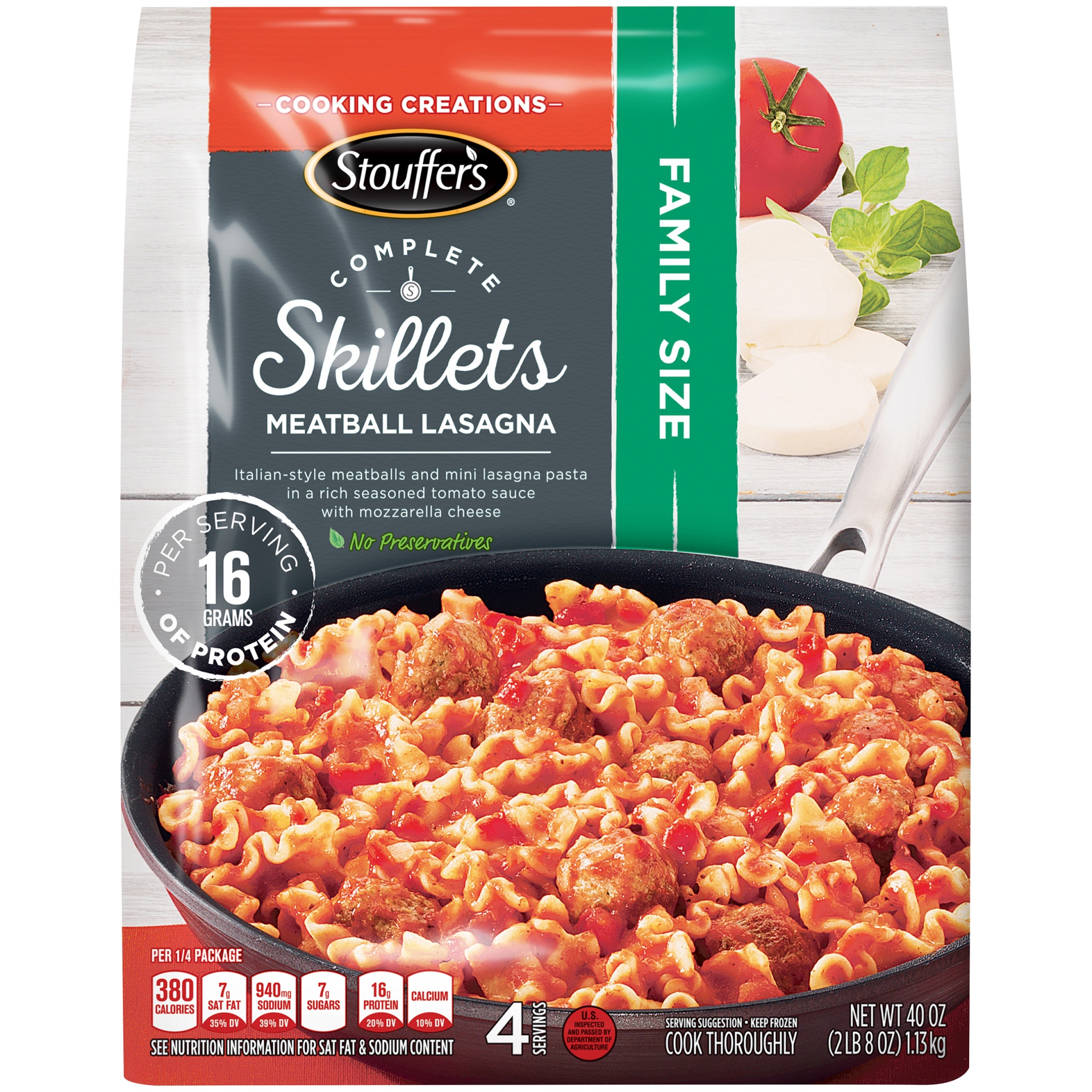 slide 1 of 1, Stouffer's Family Size Complete Skillets Meatball Lasagna, 40 oz