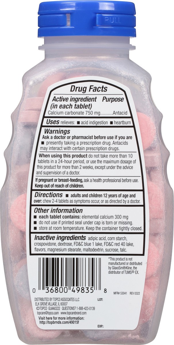 slide 5 of 14, TopCare Health 750 mg Extra Strength Assorted Berry Flavors Antacid 96 Tablets, 96 ct