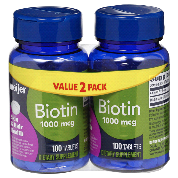 slide 1 of 1, Meijer Biotin 100 mcg, Value, 100 ct