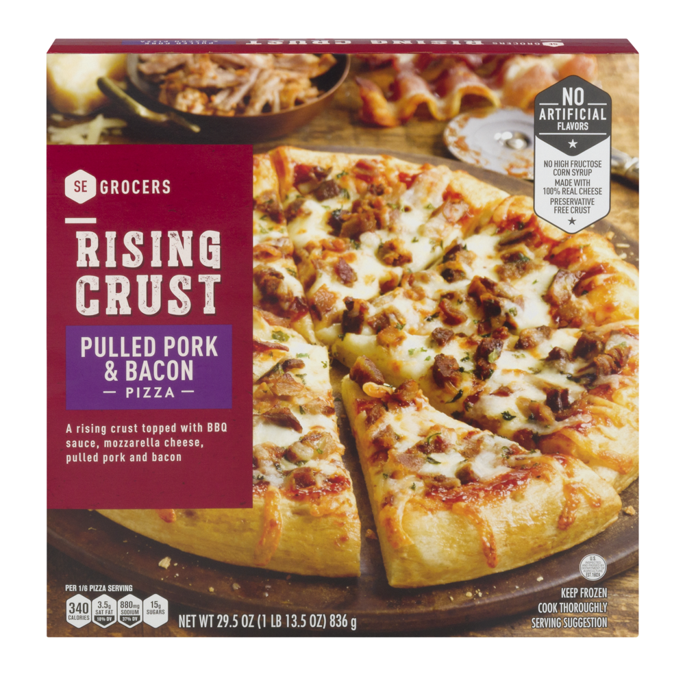 slide 1 of 1, SE Grocers Pizza Rising Crust Pulled Pork & Bacon, 29.5 oz